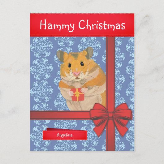 Hammy Kersthamster kerst Feestdagenkaart (Voorkant)