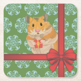 Hammy Kersthamster kerst Kartonnen Onderzetters