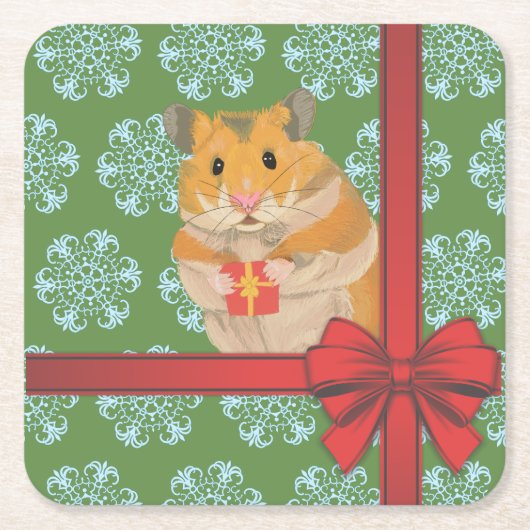 Hammy Kersthamster kerst Kartonnen Onderzetters (Voorkant)