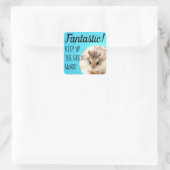 HammyVille - Cute Hamster Fantastic Great Work Vierkante Sticker (Tas)