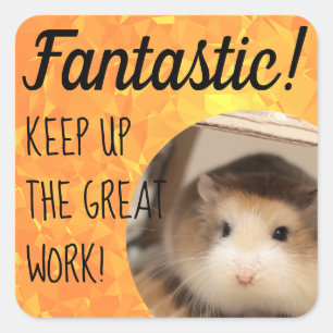HammyVille - Cute Hamster Fantastic Great Work Vierkante Sticker