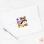 HammyVille - Cute Hamster Fantastic Great Work Vierkante Sticker (Envelop)