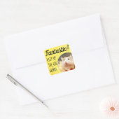 HammyVille - Cute Hamster Fantastic Great Work Vierkante Sticker (Envelop)