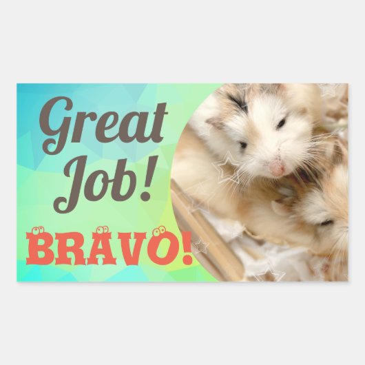 HammyVille - Cute Hamster Great Job Bravo Rechthoekige Sticker (Voorkant)