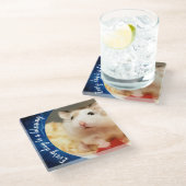 Hammyville - Cute Robo Hamster Glazen Onderzetter (Schuin)