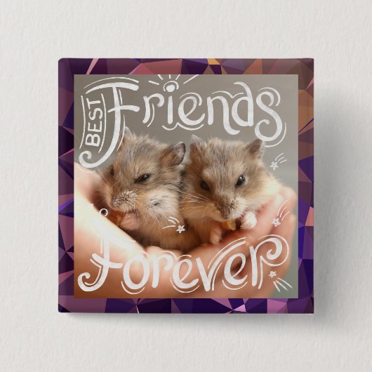 Hammyville - Hamster Best Friends Forever Vierkante Button 5,1 Cm (Voorkant)