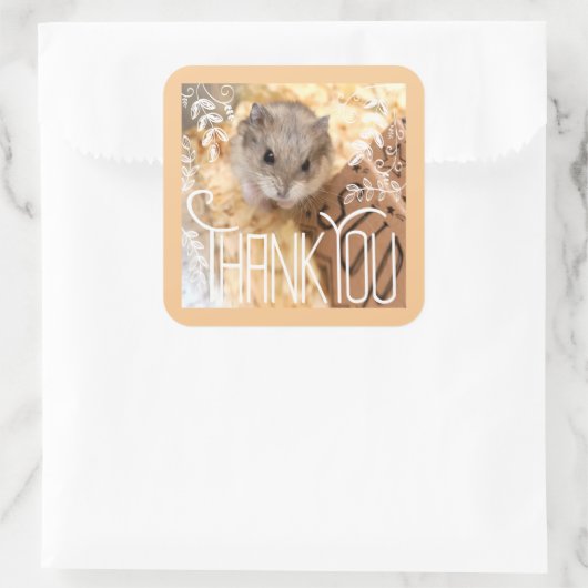 Hammyville - Hamster Dank je Vierkante Sticker (Tas)