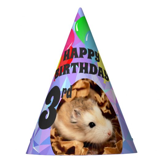 Hammyville - Paarse Pareltjes van de Cute Hamster Feesthoedjes (Voorkant)