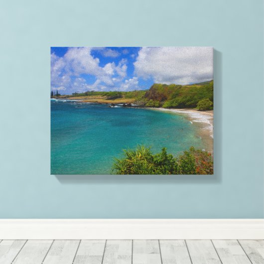 Hamoa Beach Hawaii Canvas kunst aan de muur (Insitu (Houten vloer))