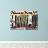 Hamoa Beach, Hawaii - grote letterscènes Canvas Afdruk (Insitu (Houten vloer))
