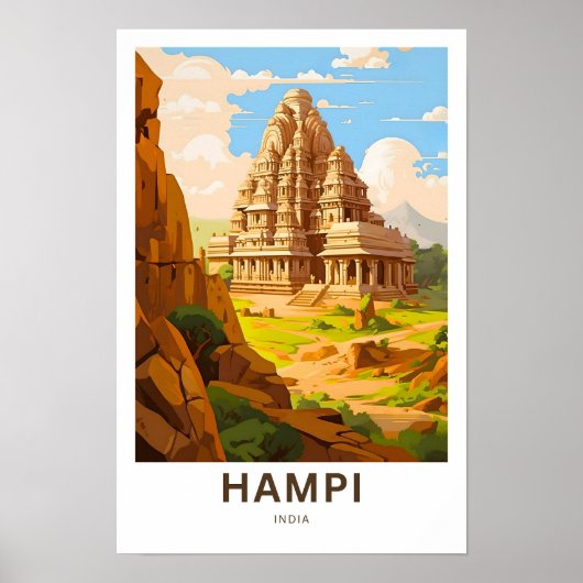 Hampi India Reisprint Poster (Voorkant)