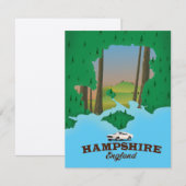 Hampshire Engeland vintage reisaffiche. (Voorkant / Achterkant)
