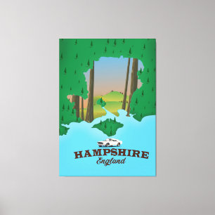 Hampshire England vintage reis poster. Canvas Afdruk
