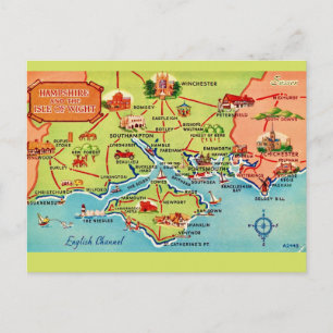 Hampshire & Isle of Wight Kaart Ansichtkaart