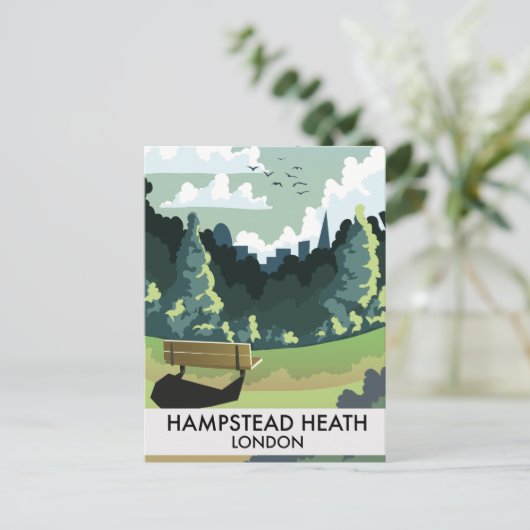 Hampstead Heath Londen reisposter. Briefkaart (Staand voorkant)