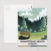 Hampstead Heath Londen reisposter. Briefkaart (Voorkant / Achterkant)
