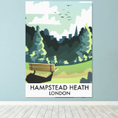 Hampstead Heath Londen reisposter. Canvas Afdruk (Insitu (Houten vloer))