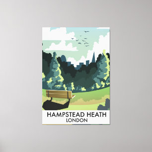 Hampstead Heath Londen reisposter. Canvas Afdruk