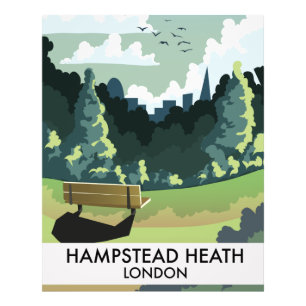 Hampstead Heath Londen reisposter. Foto Afdruk