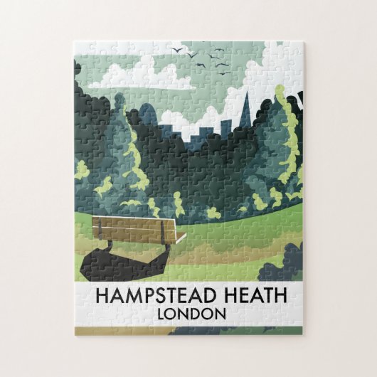 Hampstead Heath Londen reisposter. Legpuzzel (Verticaal)