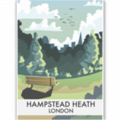 Hampstead Heath Londen reisposter. Sticker (Voorkant)