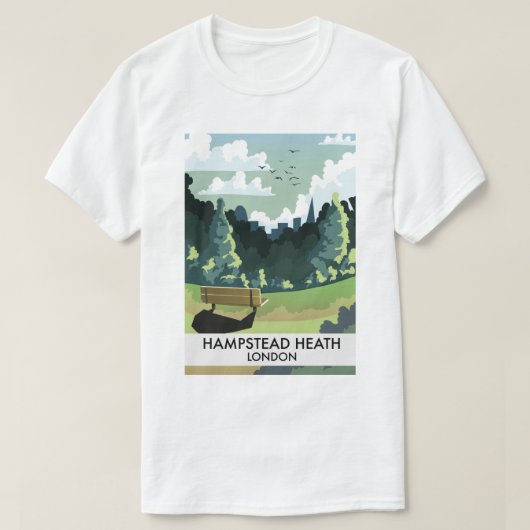Hampstead Heath Londen reisposter. T-shirt (Design voorkant)