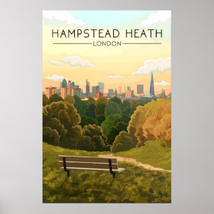 Hampstead Heath Londense Silhouet Reisposter Poster
