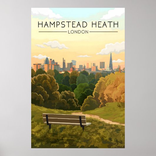 Hampstead Heath Londense Silhouet Reisposter Poster (Voorkant)