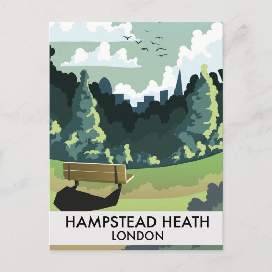 Hampstead Heath London reisposter. Briefkaart (Voorkant)