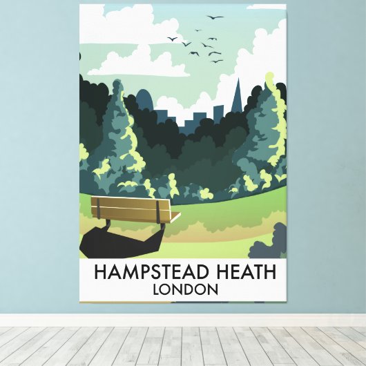 Hampstead Heath London reisposter. Canvas Afdruk (Insitu (Houten vloer))