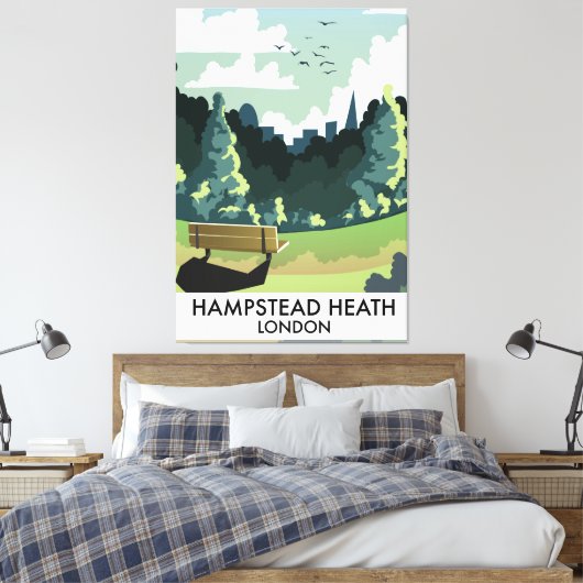 Hampstead Heath London reisposter. Canvas Afdruk (Insitu (Slaapkamer))