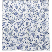 Hampton Aesthetic Blue Boho Floral Swirls Patroon Douchegordijn (Voorkant)