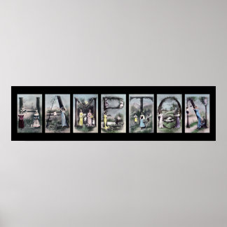 HAMPTON Alfabet Letter Name Art Poster