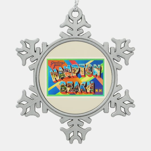 Hampton Beach #2 New Hampshire NH Travel Souvenir Tin Sneeuwvlok Ornament (Voorkant)
