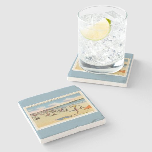  Hampton Beach Briefkaart Stenen Onderzetter (Zijkant)