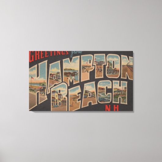 Hampton Beach, New Hampshire - Large Letter 2 Canvas Afdruk (Voorkant)
