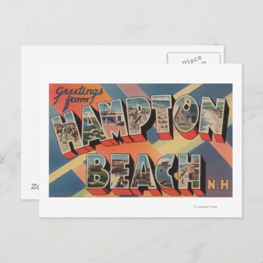 Hampton Beach, New Hampshire - Large Letter Briefkaart (Voorkant / Achterkant)