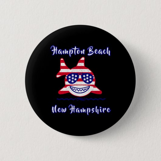 Hampton Beach New Hampshire Patriotic Usa Flag Whi Ronde Button 5,7 Cm (Voorkant)