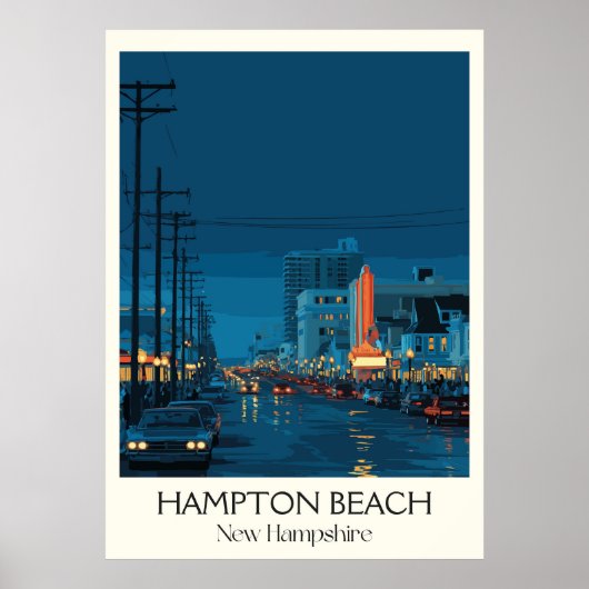 Hampton Beach New Hampshire 's Nachts Poster (Voorkant)