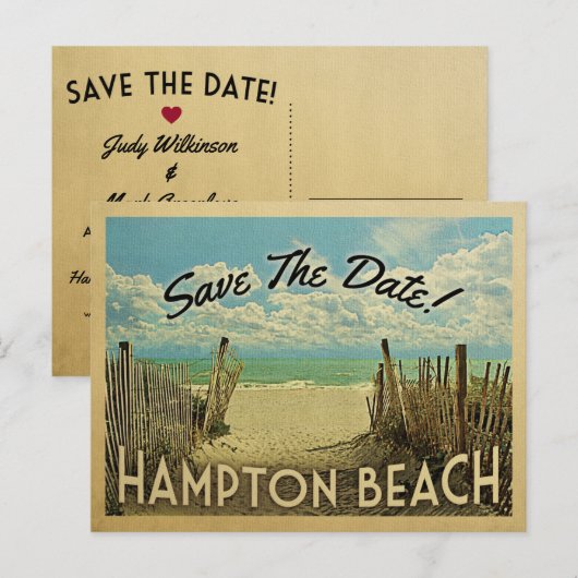 Hampton Beach Save the Date  Nautical Aankondigingskaart (Voorkant / Achterkant)