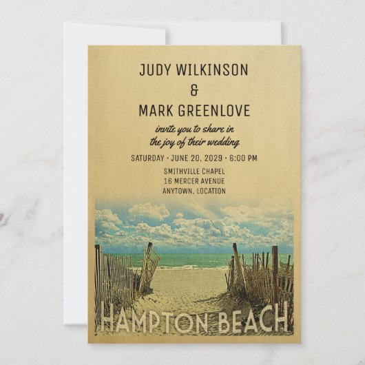 Hampton Beach Vintage Wedding Invitation Kaart (Voorkant)