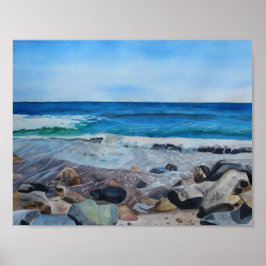 Hampton Beach Waterverf Archiving Print