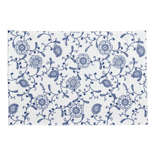 Hampton Blue en White Floral Pattern Kussensloop (Achterkant-Rechts)