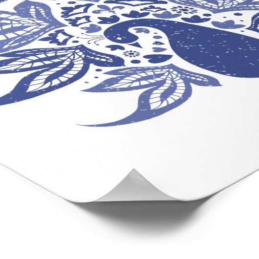 Hampton Blue Peacock Contemedhedendaagse Kunst Poster (Hoek)