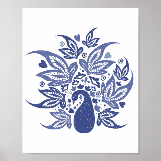 Hampton Blue Peacock Contemedhedendaagse Kunst Poster (Voorkant)