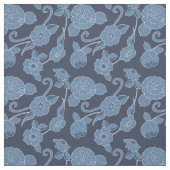 Hampton Blue White Bold Floral Pattern Stof (Swatch)