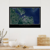 Hampton Roads Virginia van Ruimtesatellietkaart Poster (Keuken)