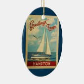 Hampton Sailboat Vintage Travel Virginia Keramisch Ornament (Rechts)