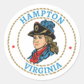 Hampton Virginia Colonial Ronde Sticker (Voorkant)