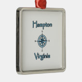 Hampton Virginia Compass Roos Logo Metalen Ornament (Rechts)